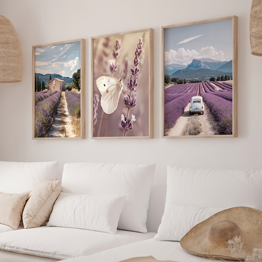 Lavender Oil - Lavender Provence 3-częściowy Zestaw Obrazów na